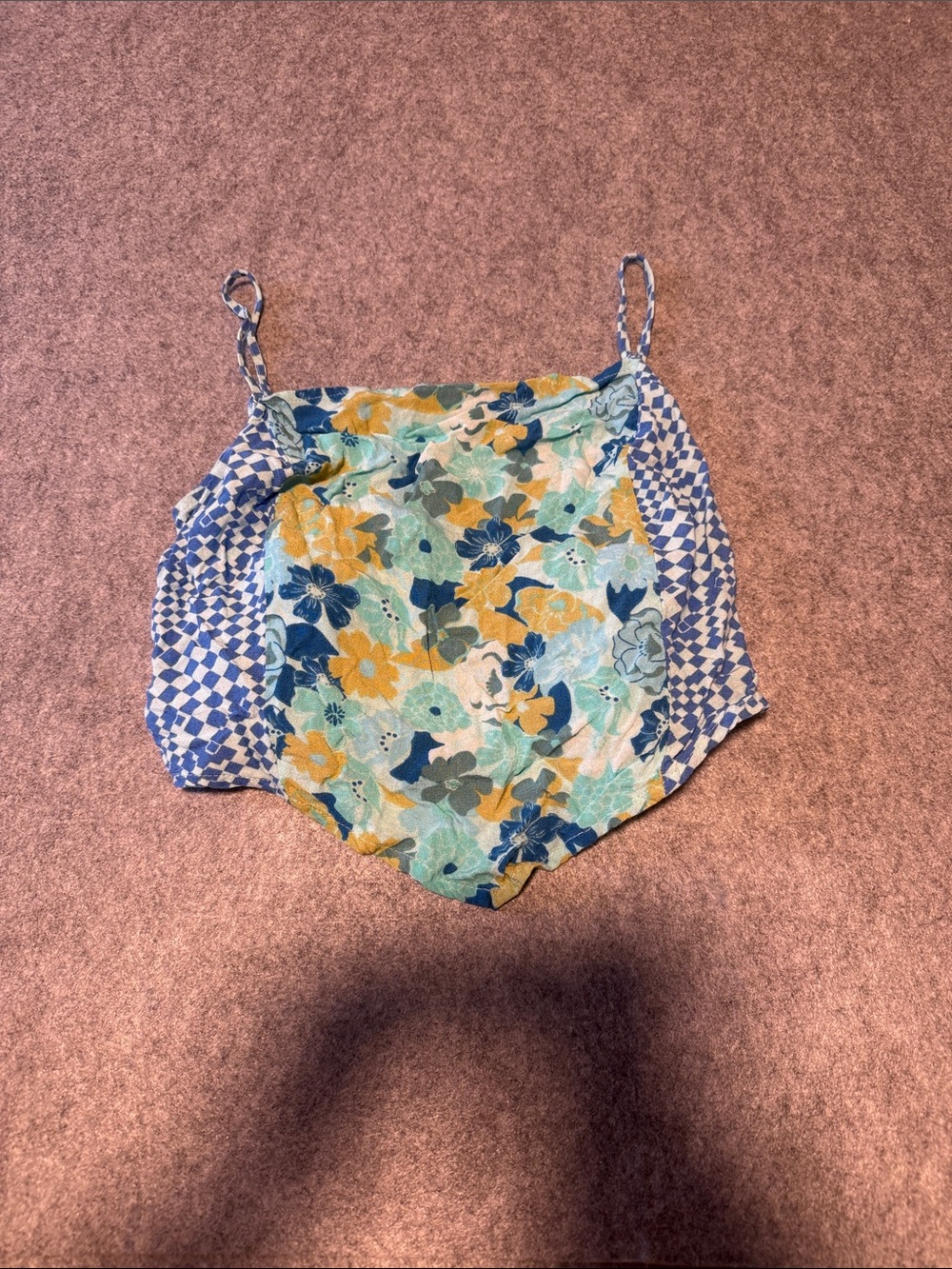 🥳 5 for $25 BUNDLE SO Floral Bandana Style Crop Top in Blue, Yellow & Green